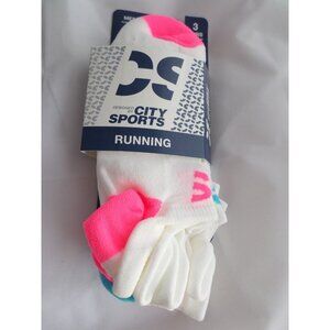 3 Pair City Sport Running No Show Socks Tab Back Heel Guard  6-12 Bright Neon HT